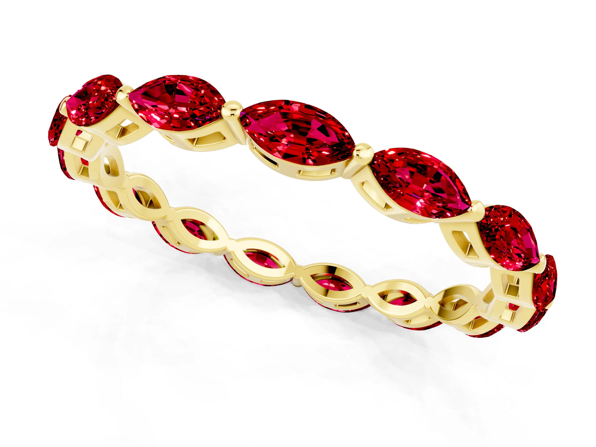 Marquise Ruby Eternity Band in Yellow gold with U-Prong Setting_1