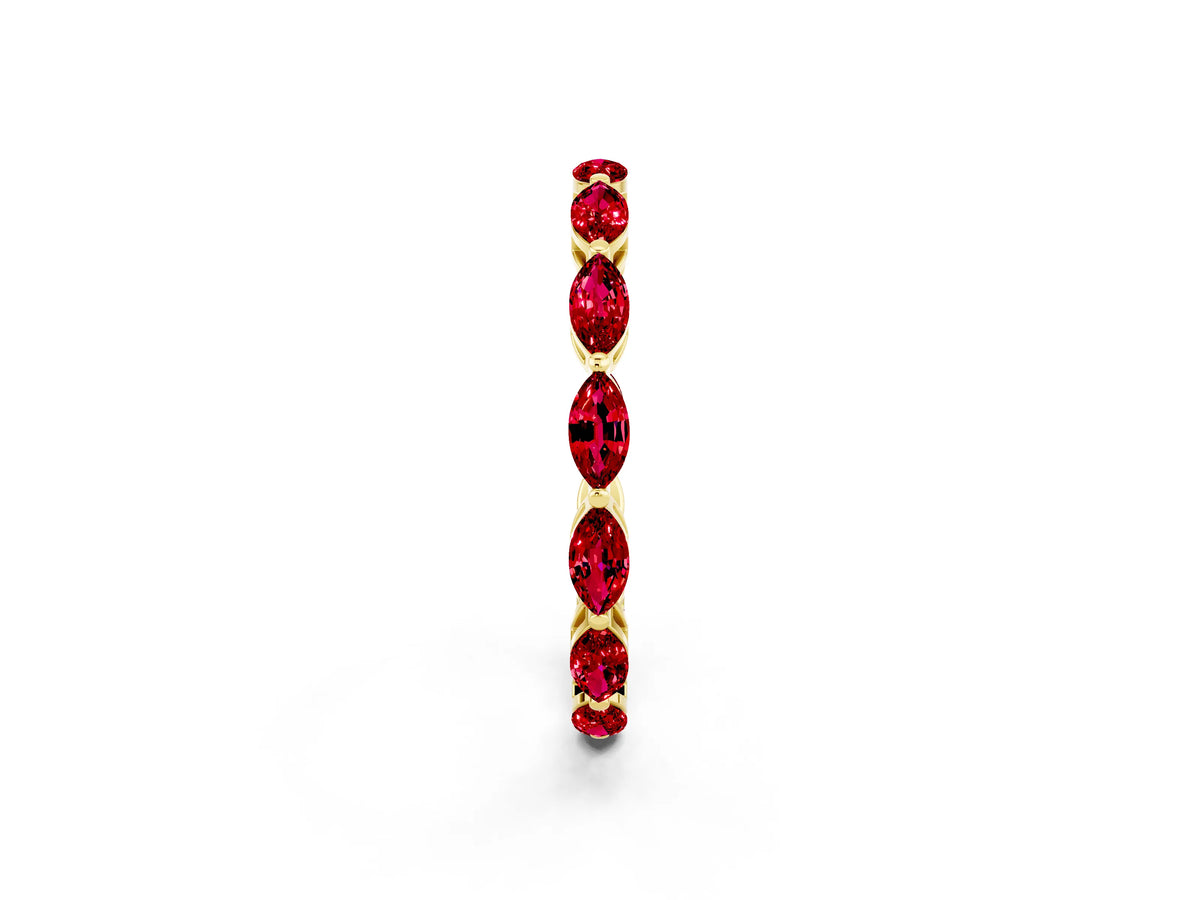 Marquise Ruby Eternity Band in Yellow gold with U-Prong Setting_2