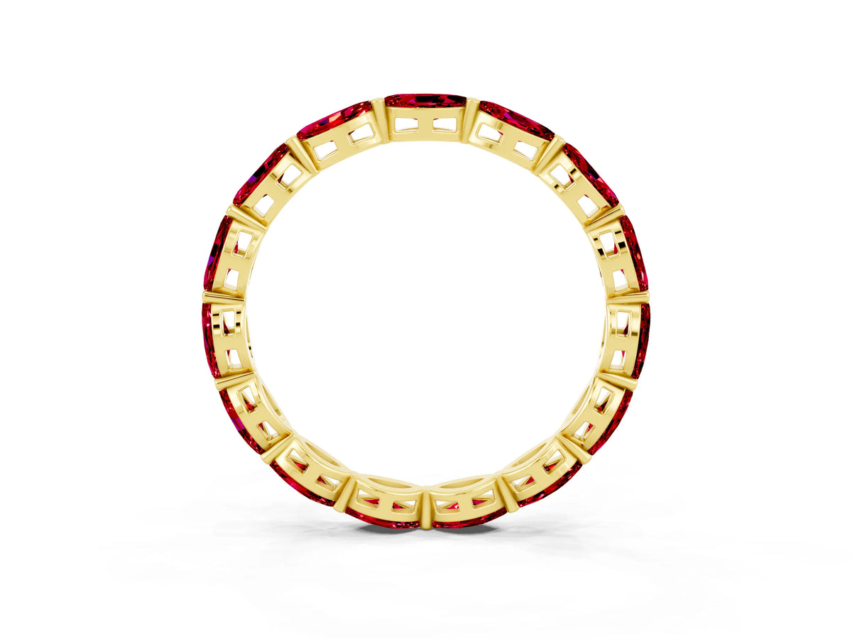 Marquise Ruby Eternity Band in Yellow gold with U-Prong Setting_3