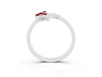 Marquise Ruby Floral Cluster Bypass Ring in Platinum with Prong Setting_3