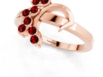 Marquise Ruby Floral Cluster Bypass Ring in Rose gold with Prong Setting_1