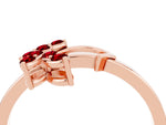 Marquise Ruby Floral Cluster Bypass Ring in Rose gold with Prong Setting_4