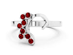 Marquise Ruby Floral Cluster Bypass Ring in Silver with Prong Setting