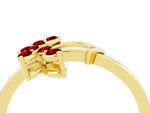 Marquise Ruby Floral Cluster Bypass Ring in Yellow gold with Prong Setting_4