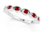 Marquise Ruby Milgrain Half Eternity Band in Silver with Bezel Setting_1
