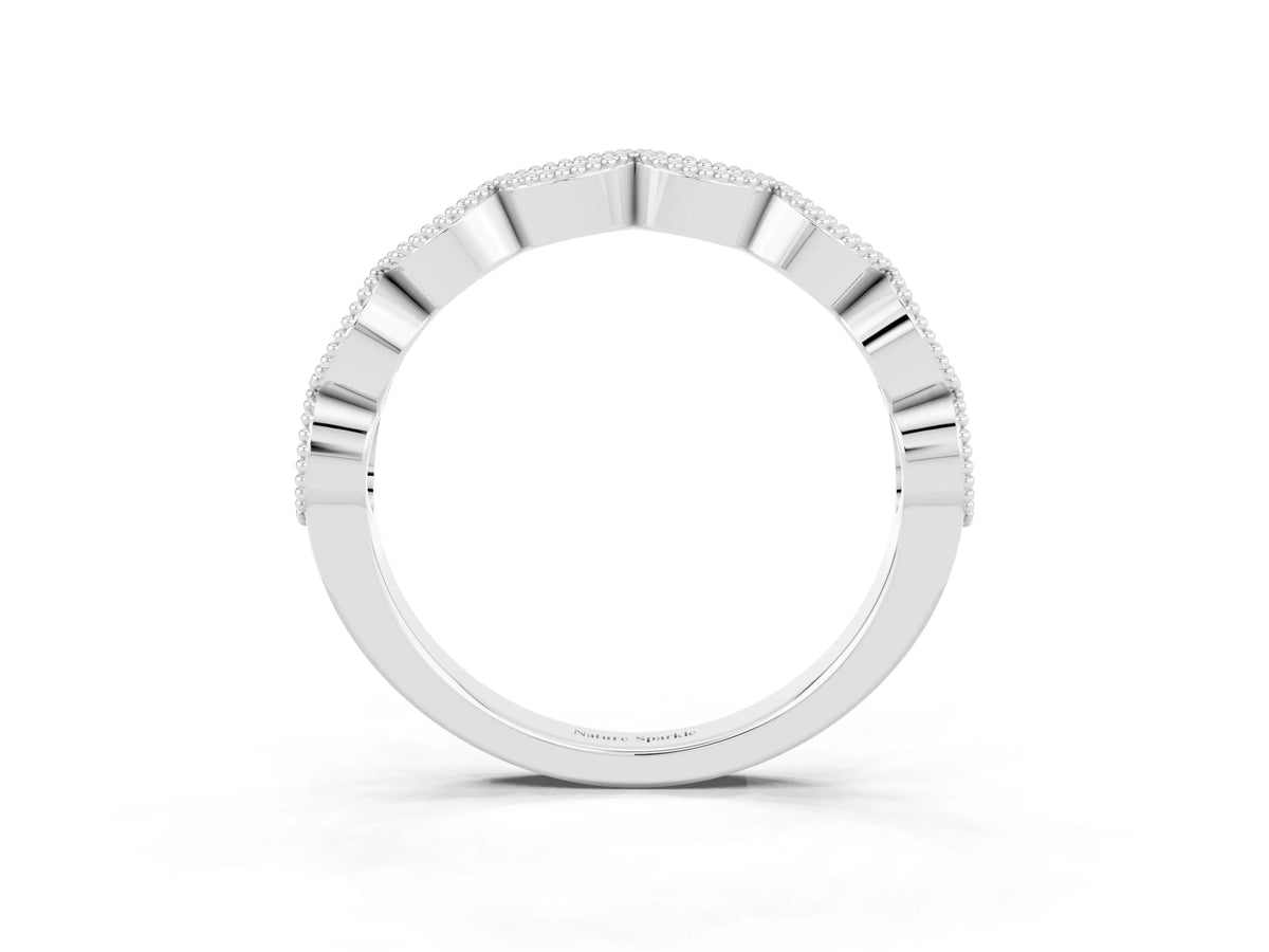 Marquise Ruby Milgrain Half Eternity Band in Silver with Bezel Setting_3