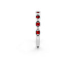 Marquise Ruby Milgrain Half Eternity Band in White gold with Bezel Setting_2