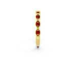 Marquise Ruby Milgrain Half Eternity Band in Yellow gold with Bezel Setting_2