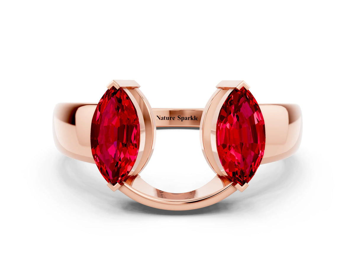 Marquise Ruby Open Band Ring in Rose gold with Tension Setting