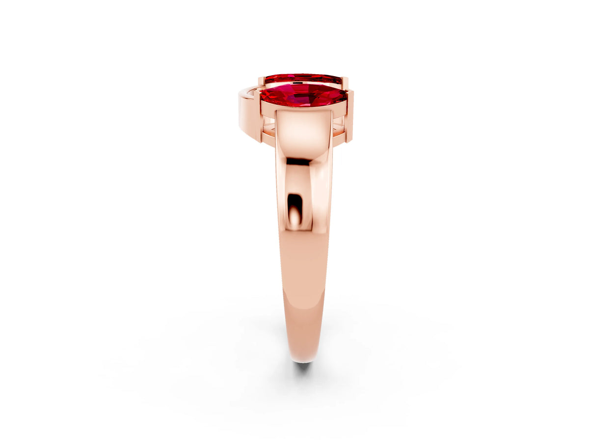 Marquise Ruby Open Band Ring in Rose gold with Tension Setting_2