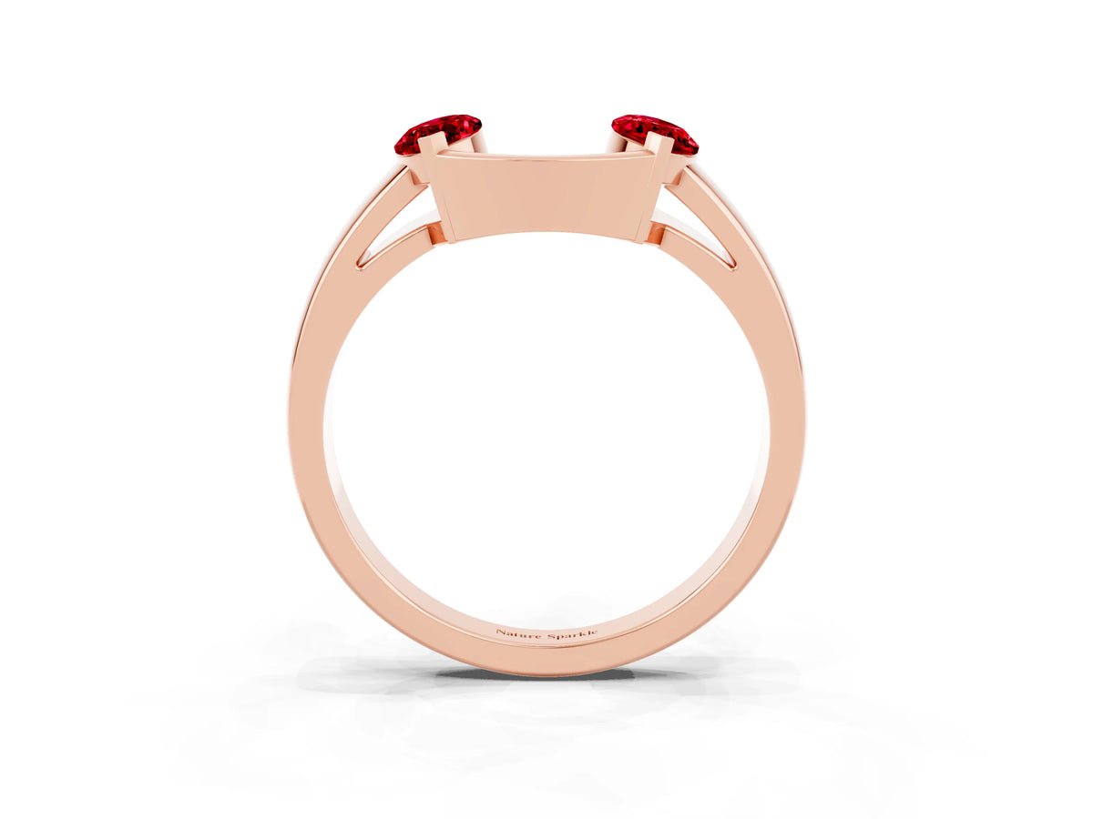 Marquise Ruby Open Band Ring in Rose gold with Tension Setting_3