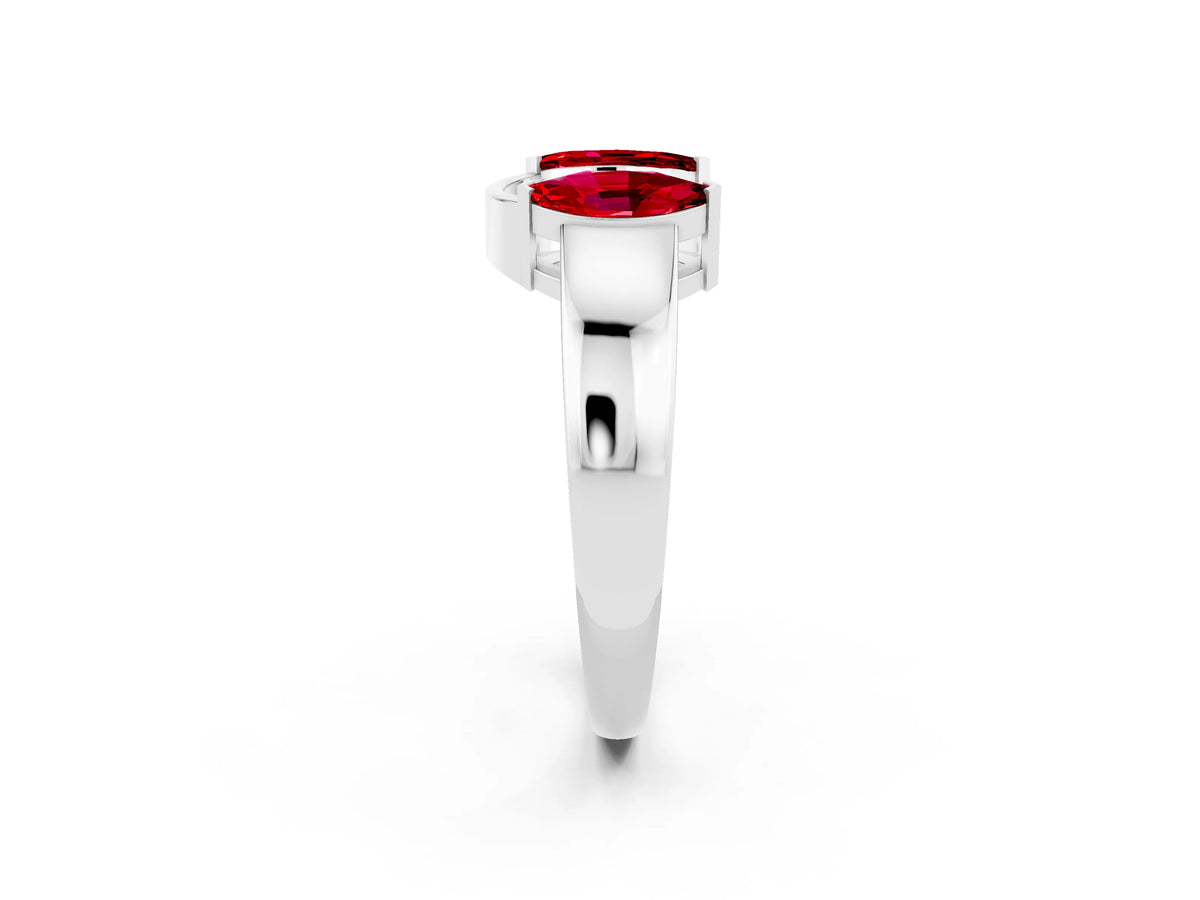 Marquise Ruby Open Band Ring in Silver with Tension Setting_2
