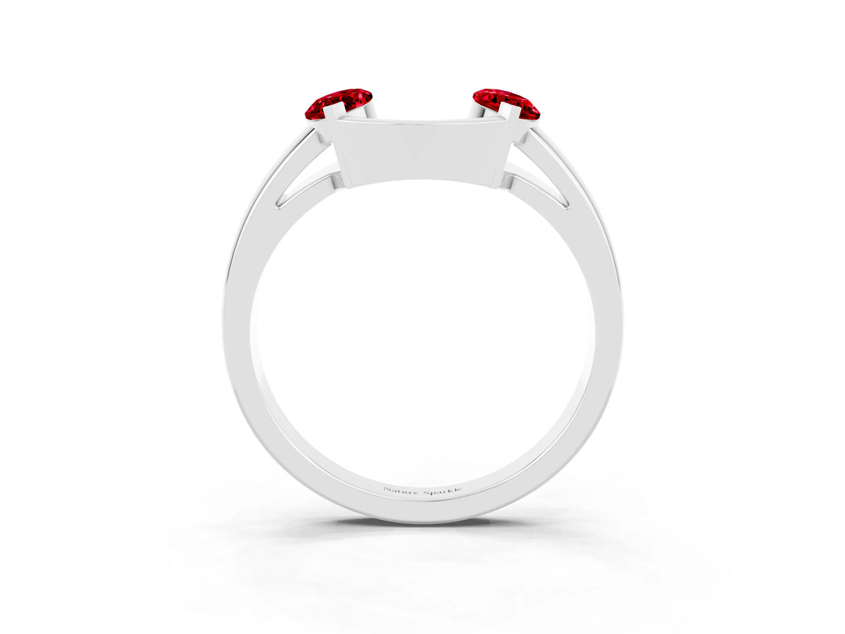Marquise Ruby Open Band Ring in Silver with Tension Setting_3