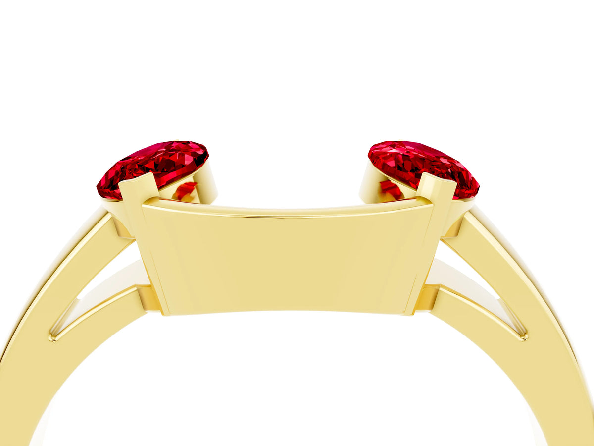 Marquise Ruby Open Band Ring in Yellow gold with Tension Setting_4
