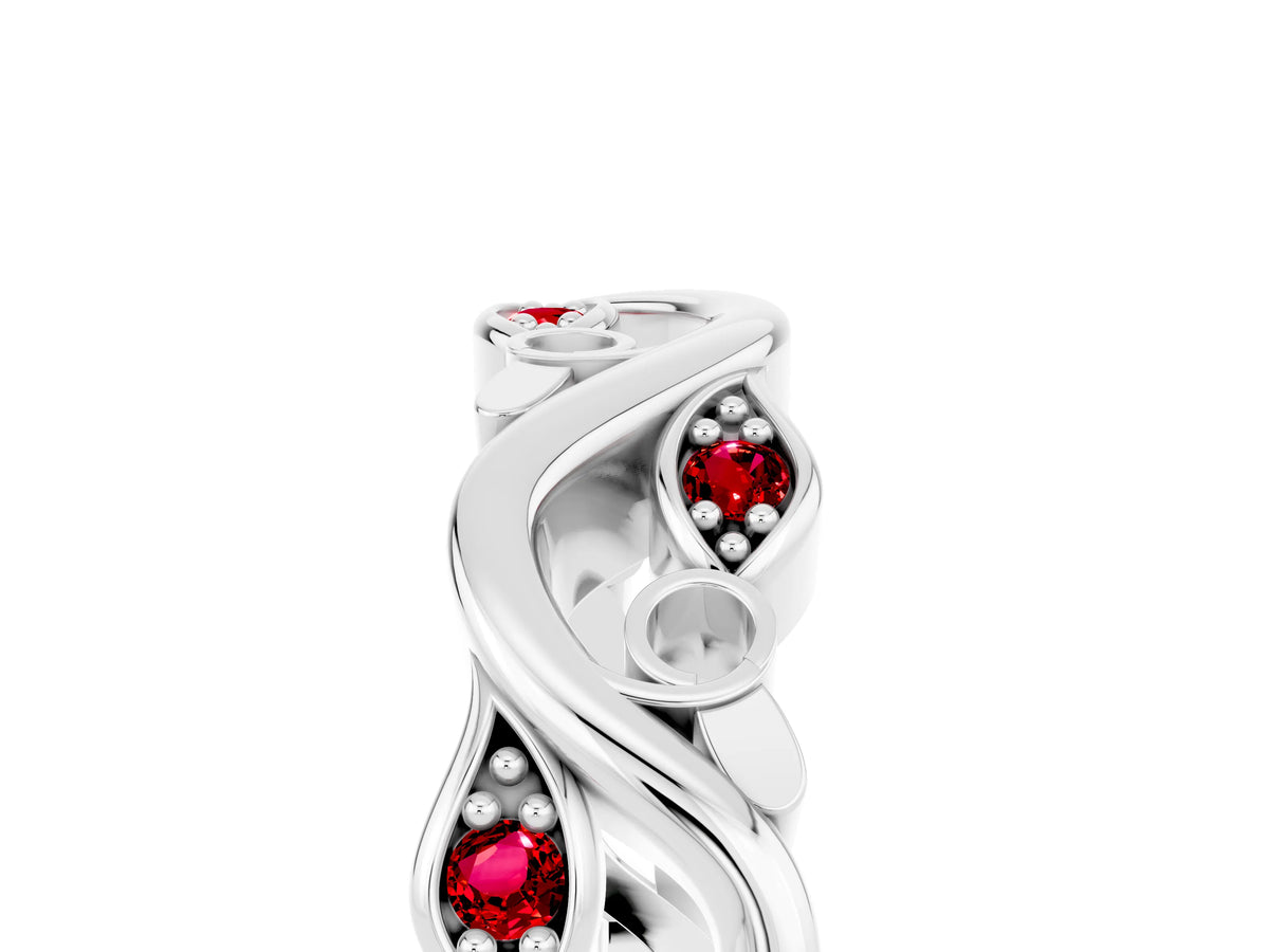 Marquise Ruby Vine Eternity Band in White gold with Bezel Setting_5
