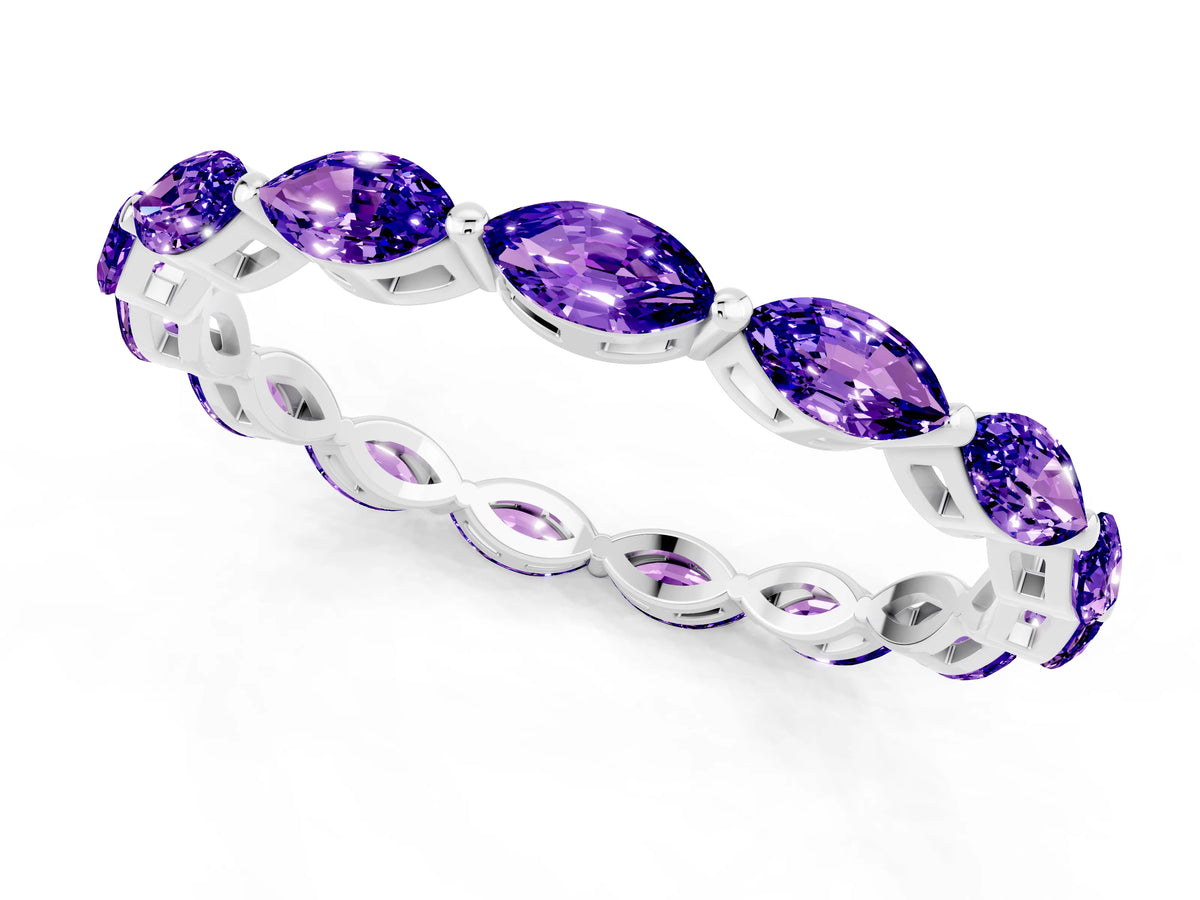 Marquise Tanzanite Eternity Band in Platinum with U-Prong Setting_1