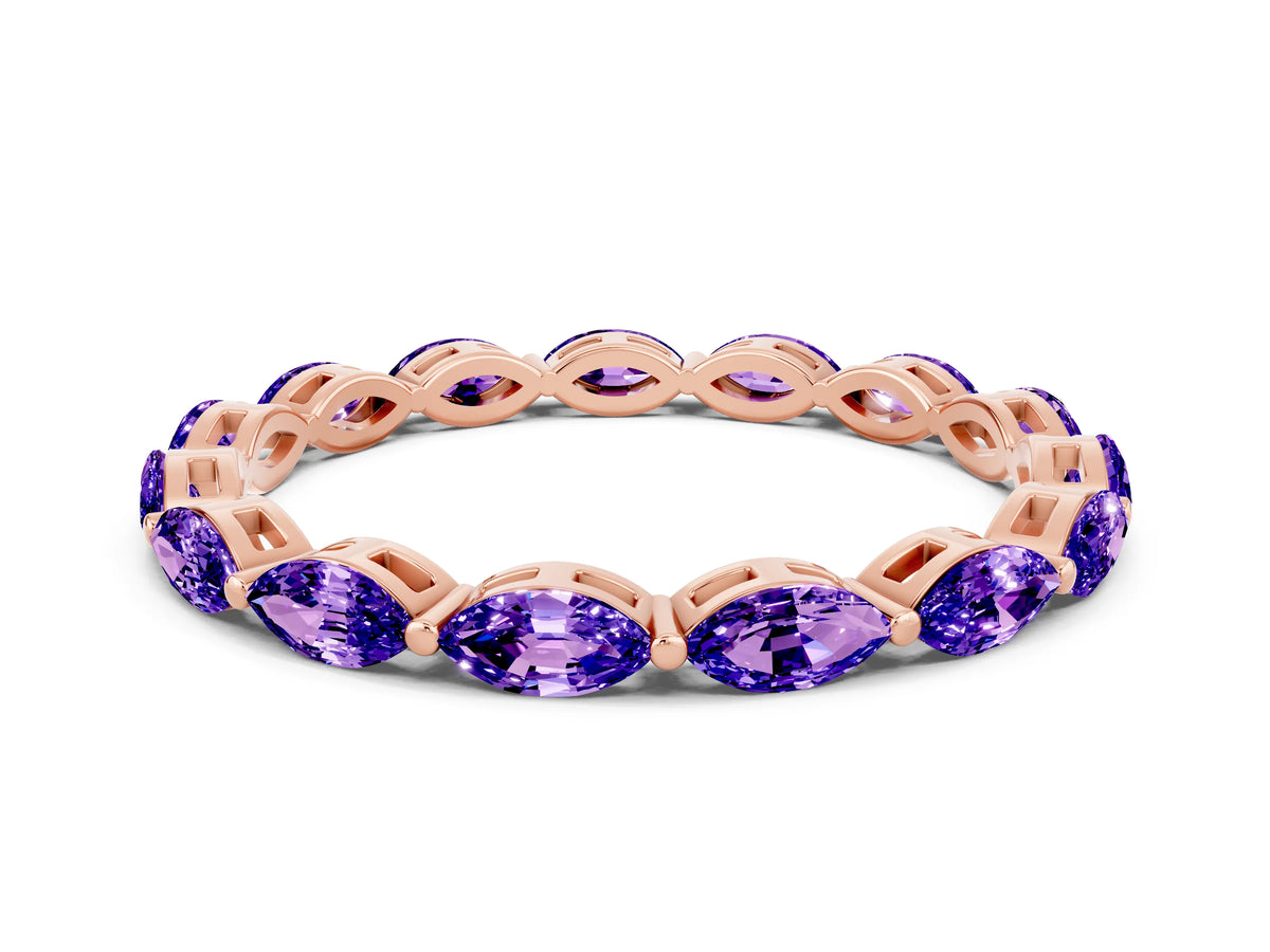 Marquise Tanzanite Eternity Band in Rose gold with U-Prong Setting