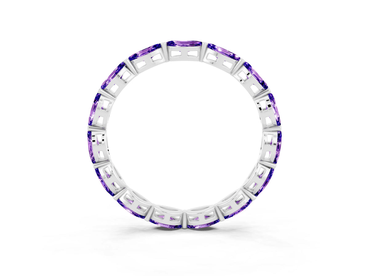 Marquise Tanzanite Eternity Band in Silver with U-Prong Setting_3