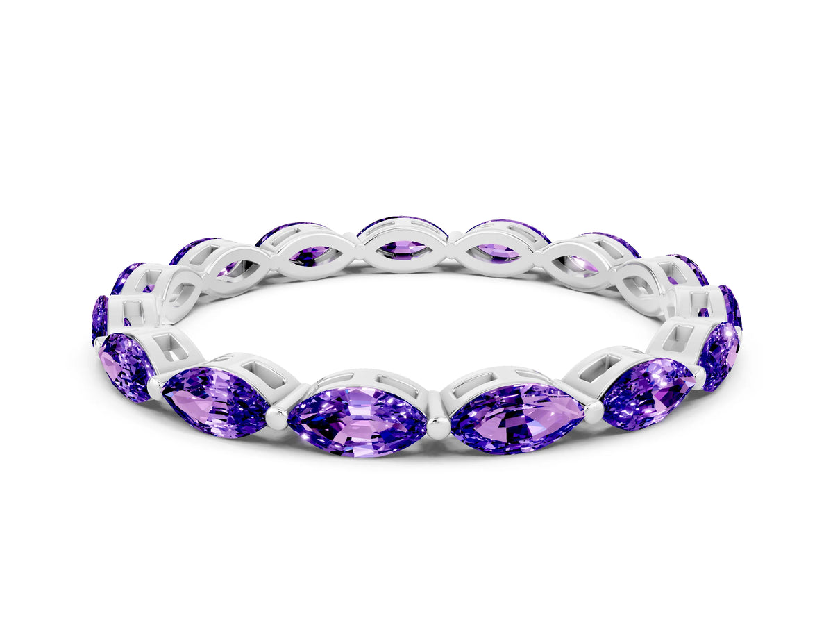 Marquise Tanzanite Eternity Band in White gold with U-Prong Setting
