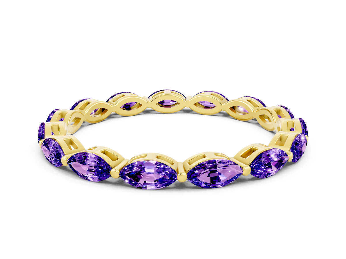 Marquise Tanzanite Eternity Band in Yellow gold with U-Prong Setting