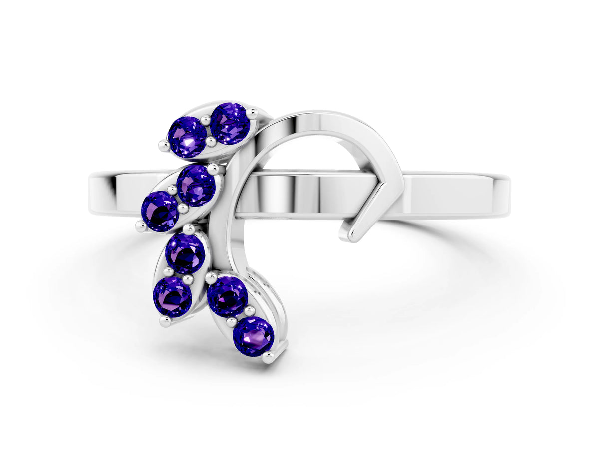 Marquise Tanzanite Floral Cluster Bypass Ring in Platinum with Prong Setting