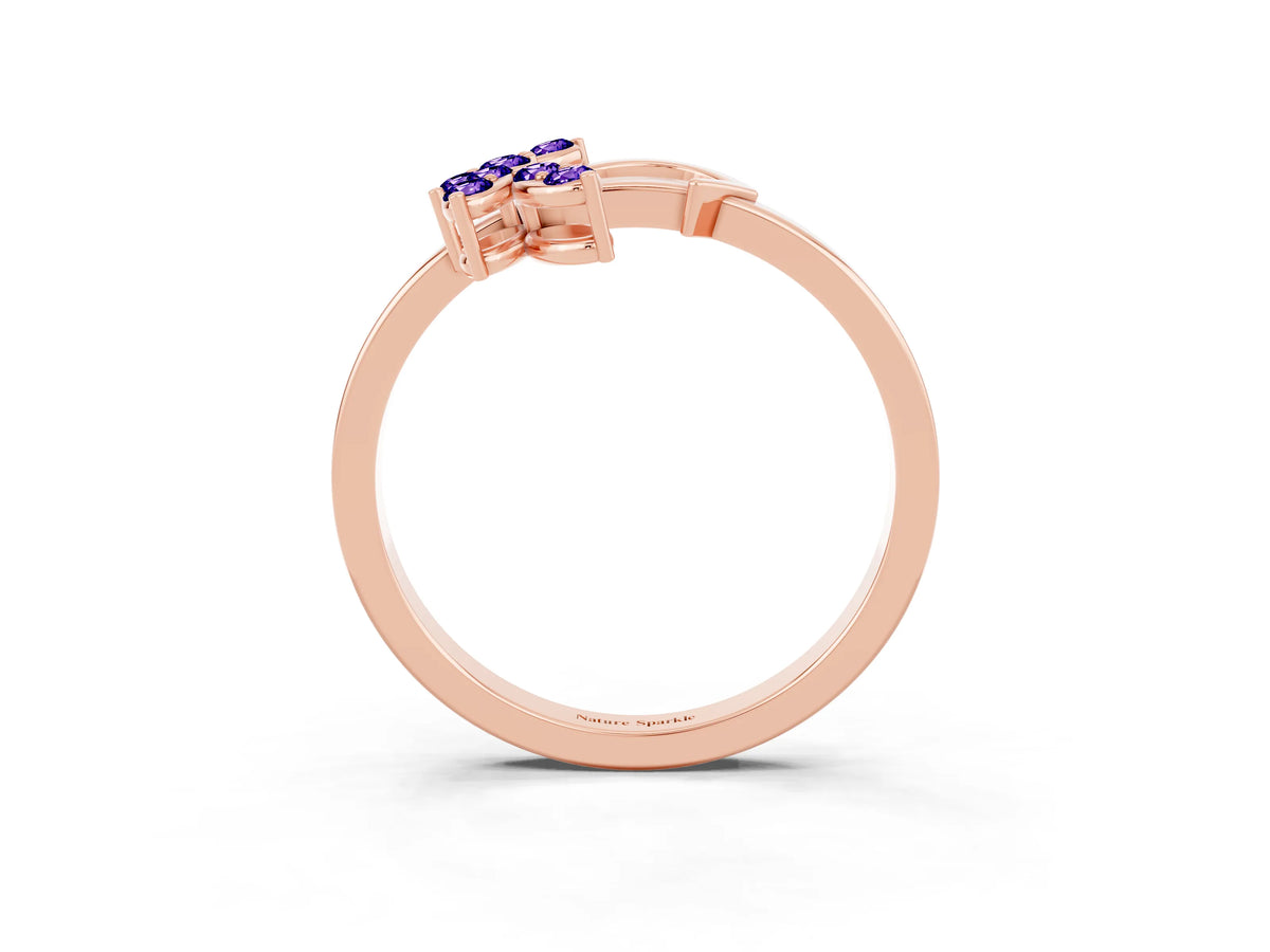 Marquise Tanzanite Floral Cluster Bypass Ring in Rose gold with Prong Setting_3