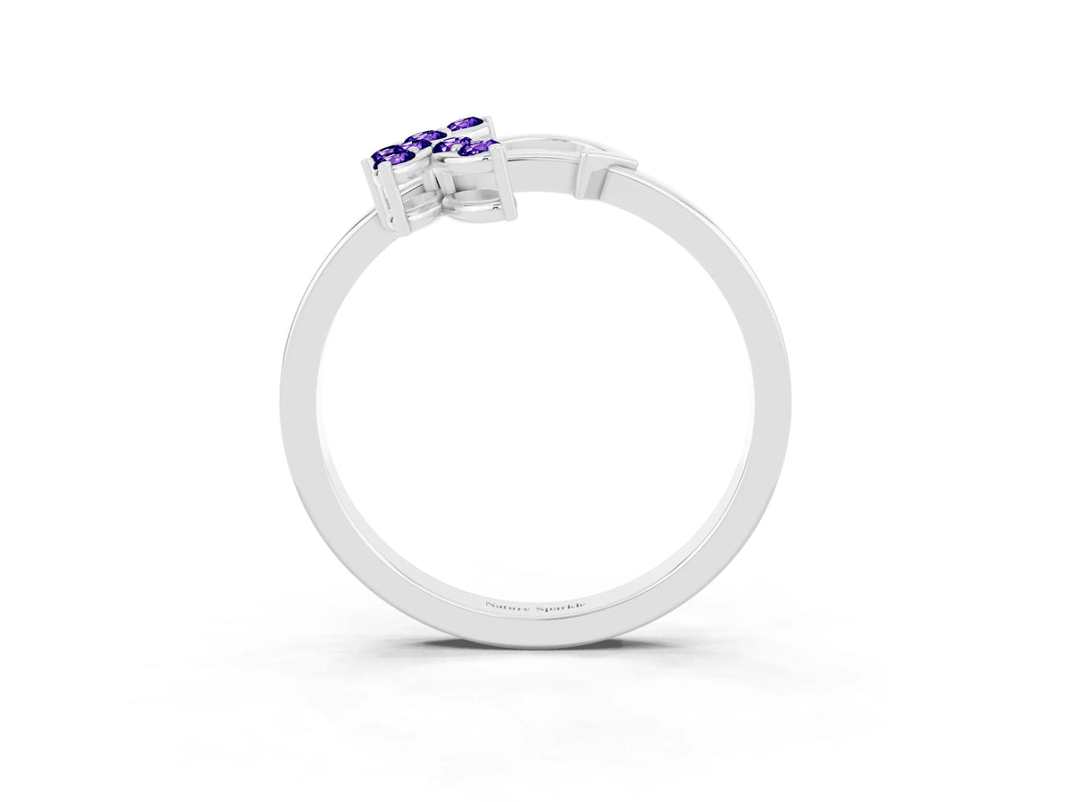Marquise Tanzanite Floral Cluster Bypass Ring in Silver with Prong Setting_3