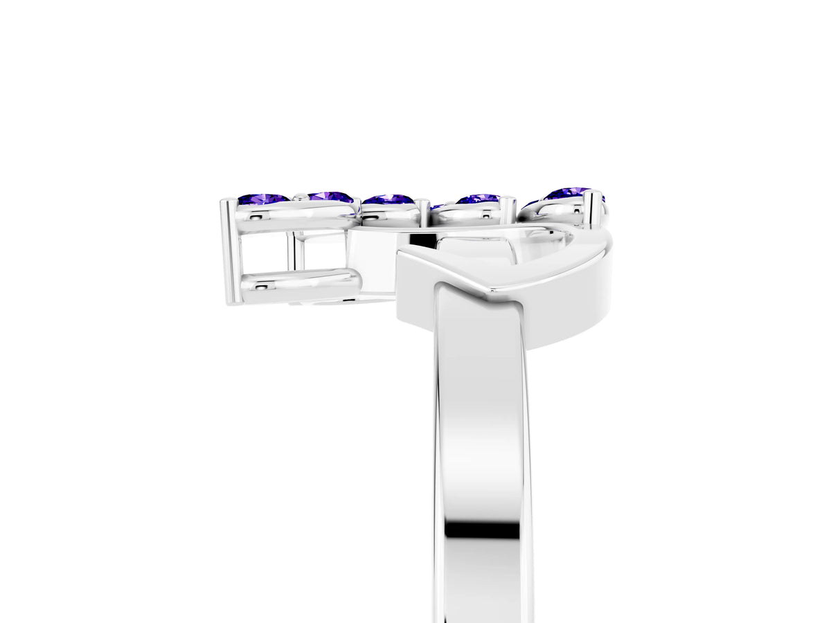 Marquise Tanzanite Floral Cluster Bypass Ring in White gold with Prong Setting_5