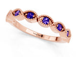 Marquise Tanzanite Milgrain Half Eternity Band in Rose gold with Bezel Setting_1