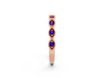Marquise Tanzanite Milgrain Half Eternity Band in Rose gold with Bezel Setting_2
