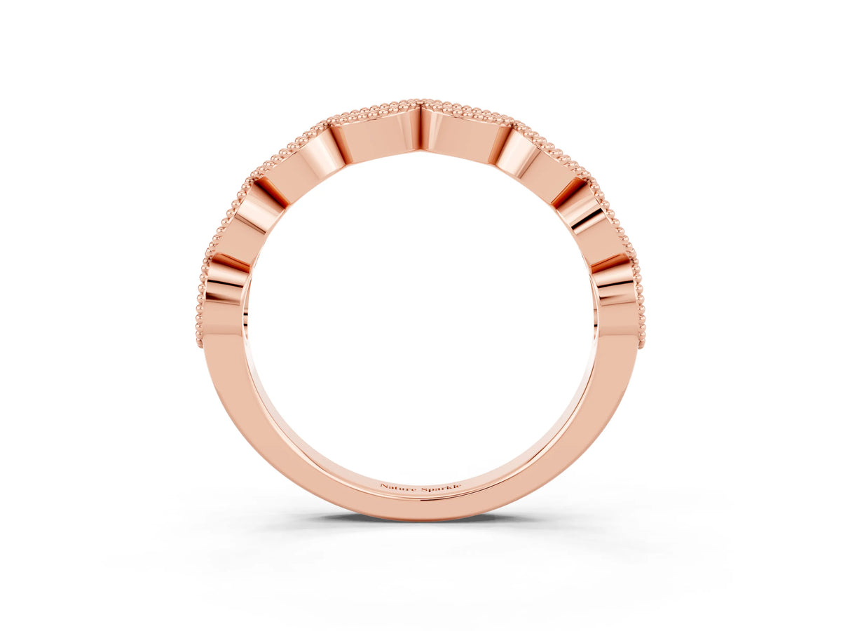Marquise Tanzanite Milgrain Half Eternity Band in Rose gold with Bezel Setting_3