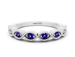 Marquise Tanzanite Milgrain Half Eternity Band in Silver with Bezel Setting
