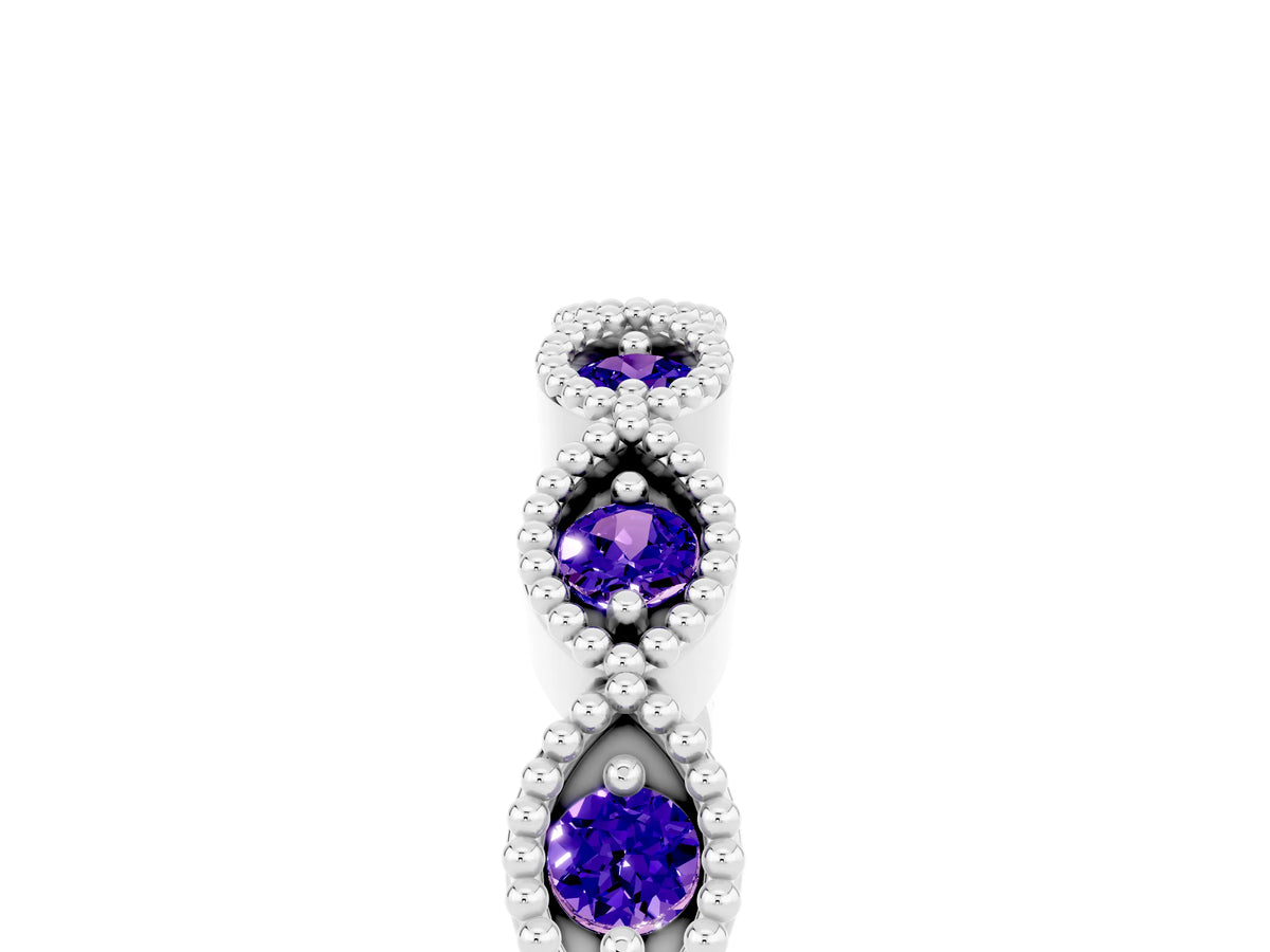 Marquise Tanzanite Milgrain Half Eternity Band in Silver with Bezel Setting_5