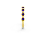 Marquise Tanzanite Milgrain Half Eternity Band in Yellow gold with Bezel Setting_2
