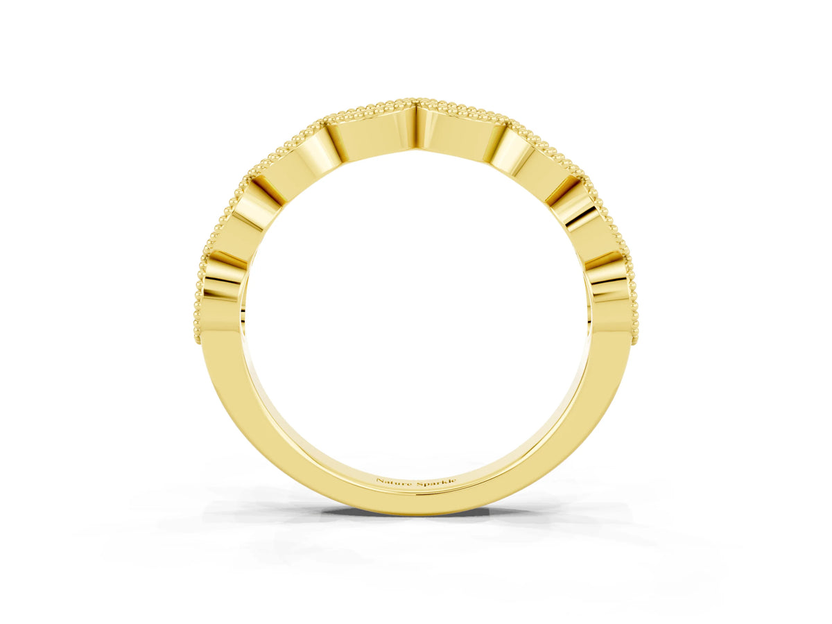 Marquise Tanzanite Milgrain Half Eternity Band in Yellow gold with Bezel Setting_3