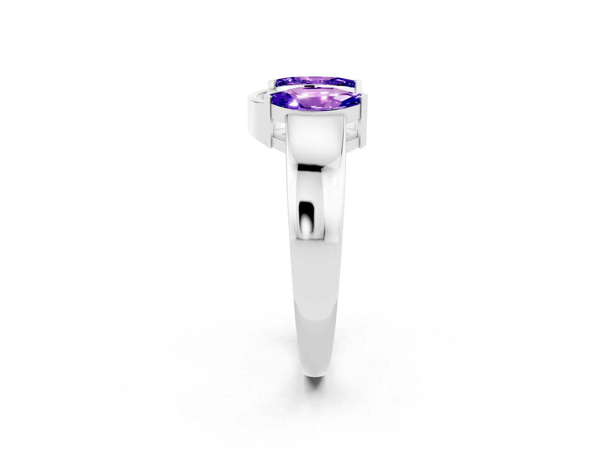 Marquise Tanzanite Open Band Ring in Platinum with Tension Setting_2