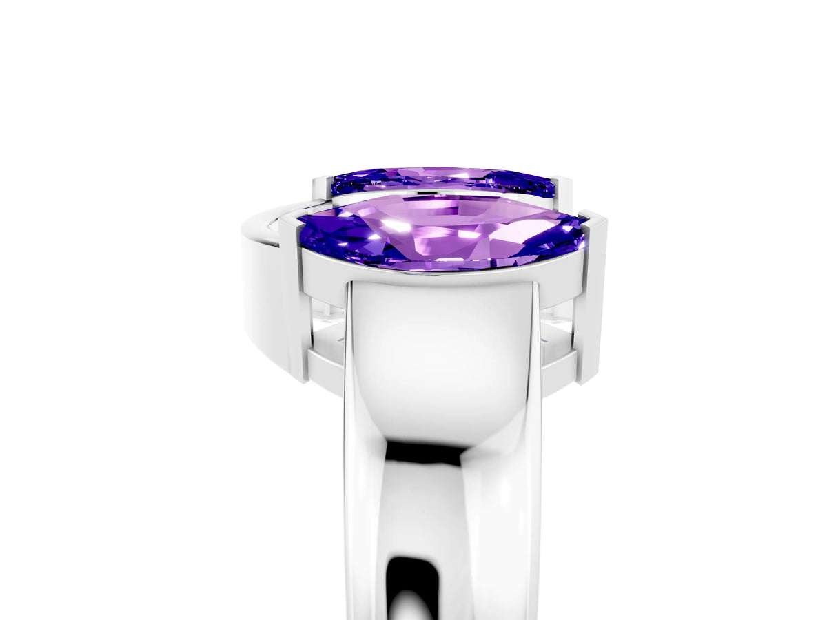 Marquise Tanzanite Open Band Ring in Platinum with Tension Setting_5
