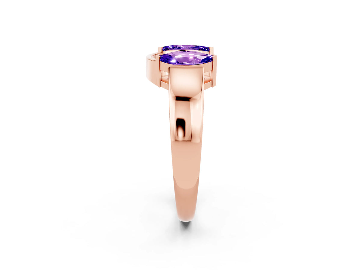 Marquise Tanzanite Open Band Ring in Rose gold with Tension Setting_2