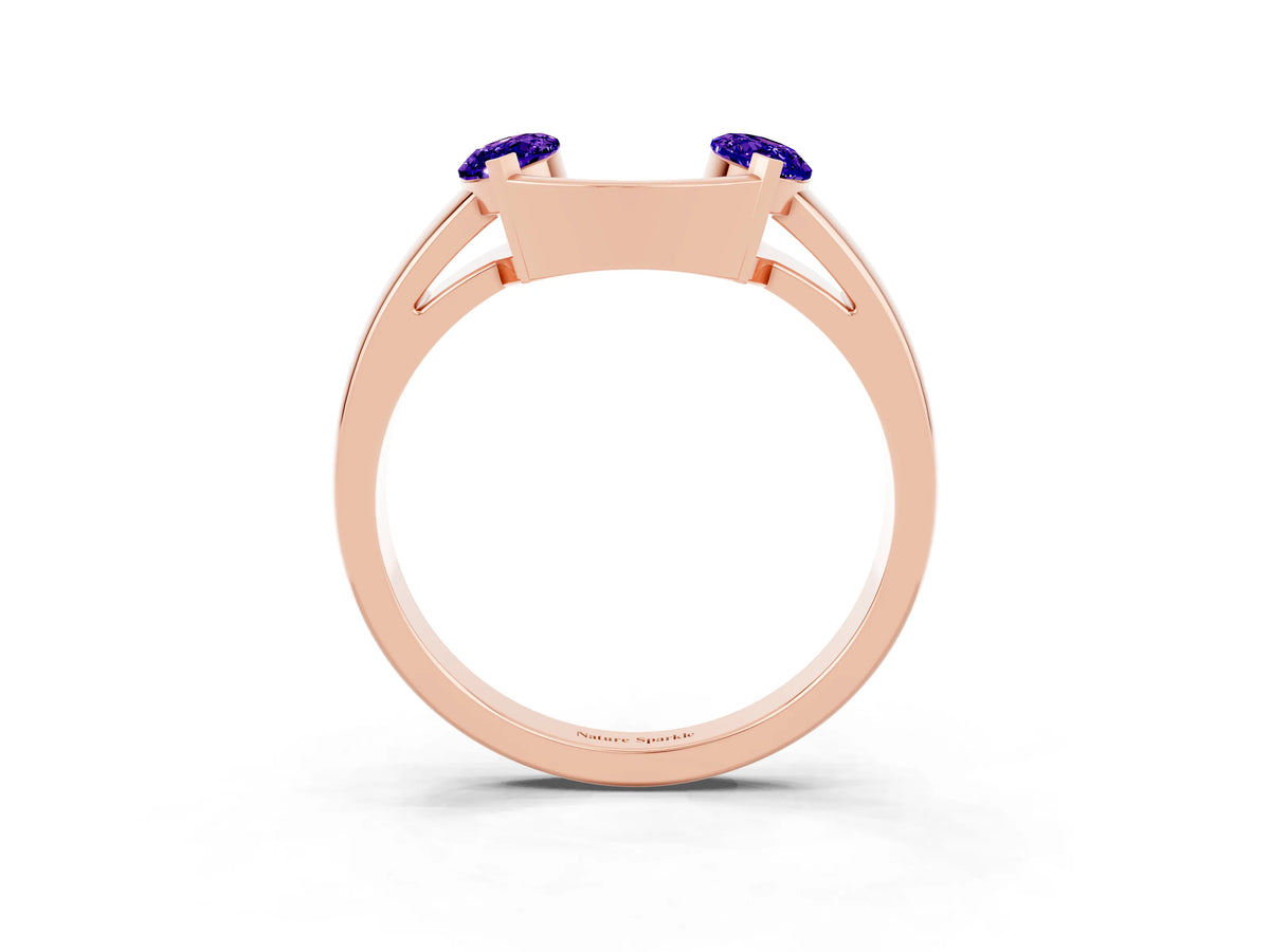 Marquise Tanzanite Open Band Ring in Rose gold with Tension Setting_3