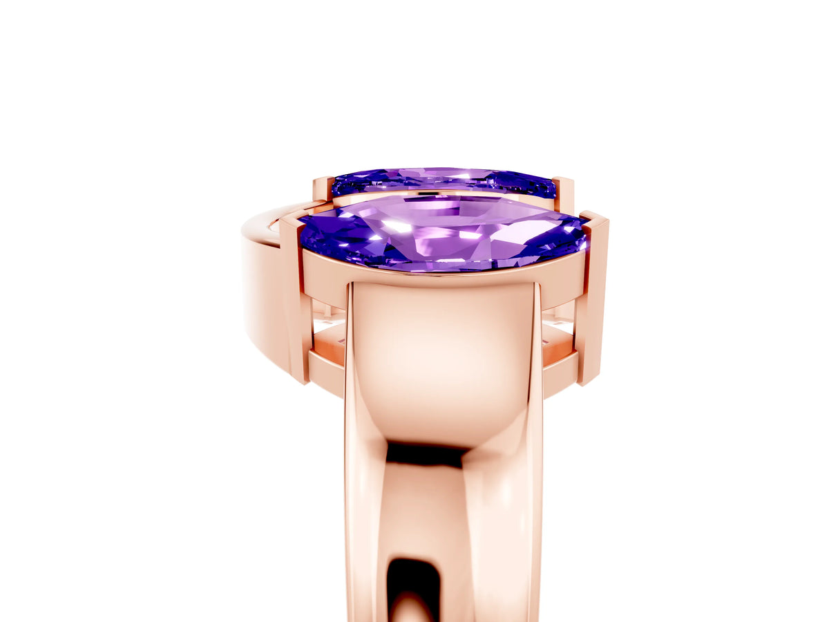 Marquise Tanzanite Open Band Ring in Rose gold with Tension Setting_5