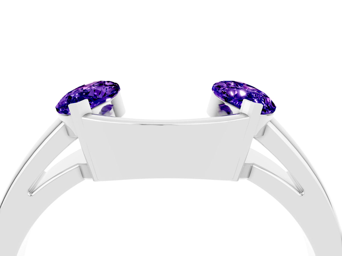 Marquise Tanzanite Open Band Ring in Silver with Tension Setting_4
