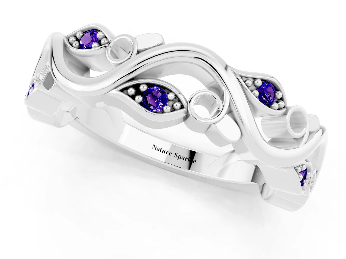 Marquise Tanzanite Vine Eternity Band in Platinum with Bezel Setting_1