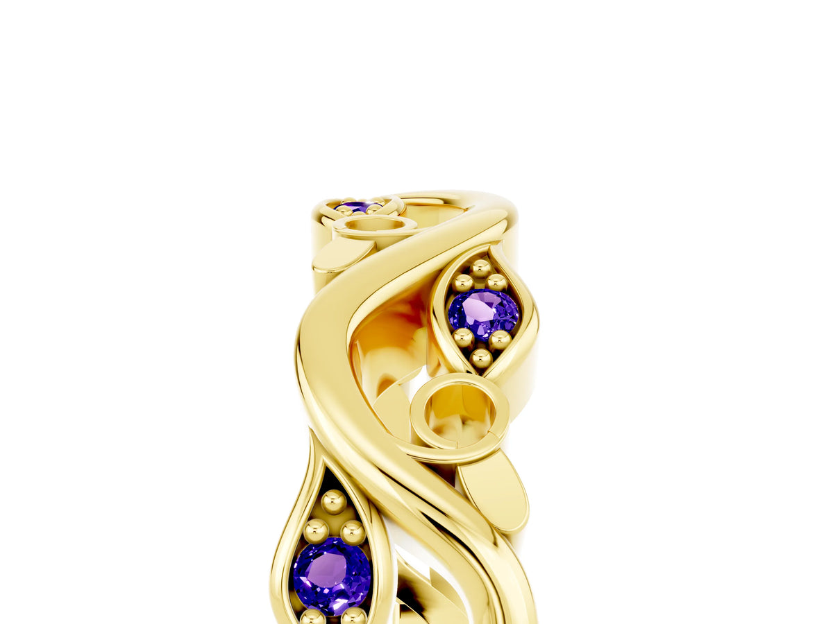 Marquise Tanzanite Vine Eternity Band in Yellow gold with Bezel Setting_5