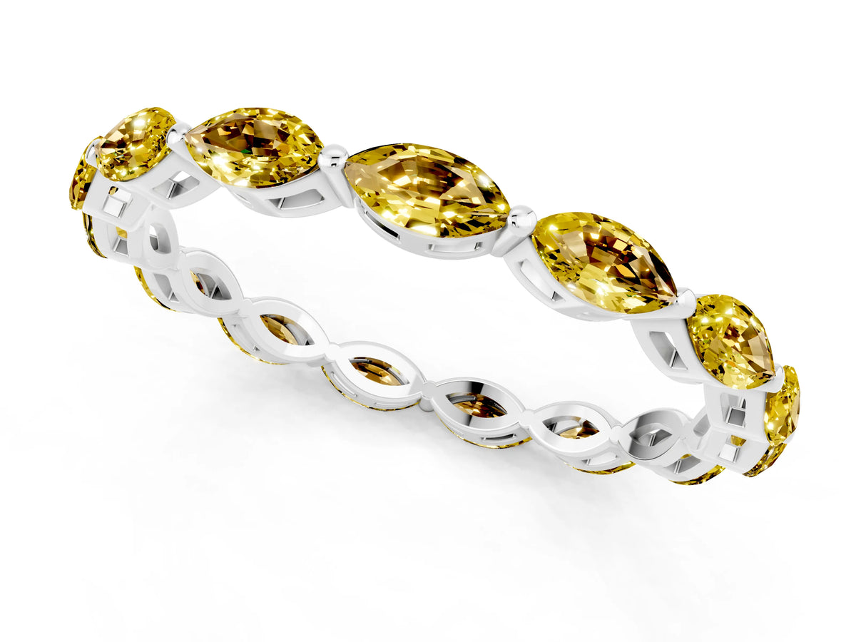 Marquise Yellow Sapphire Eternity Band in Platinum with U-Prong Setting_1