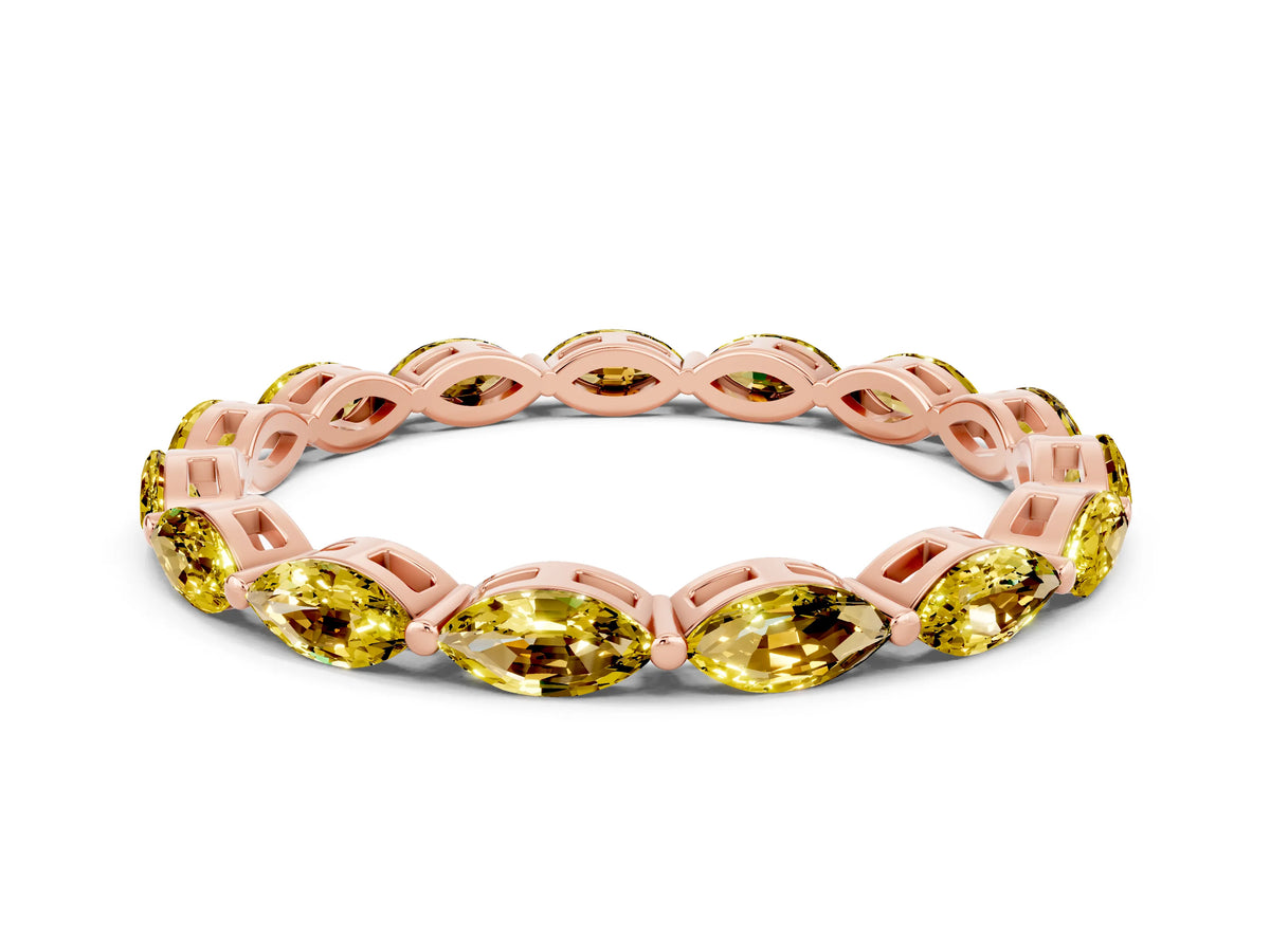 Marquise Yellow Sapphire Eternity Band in Rose gold with U-Prong Setting