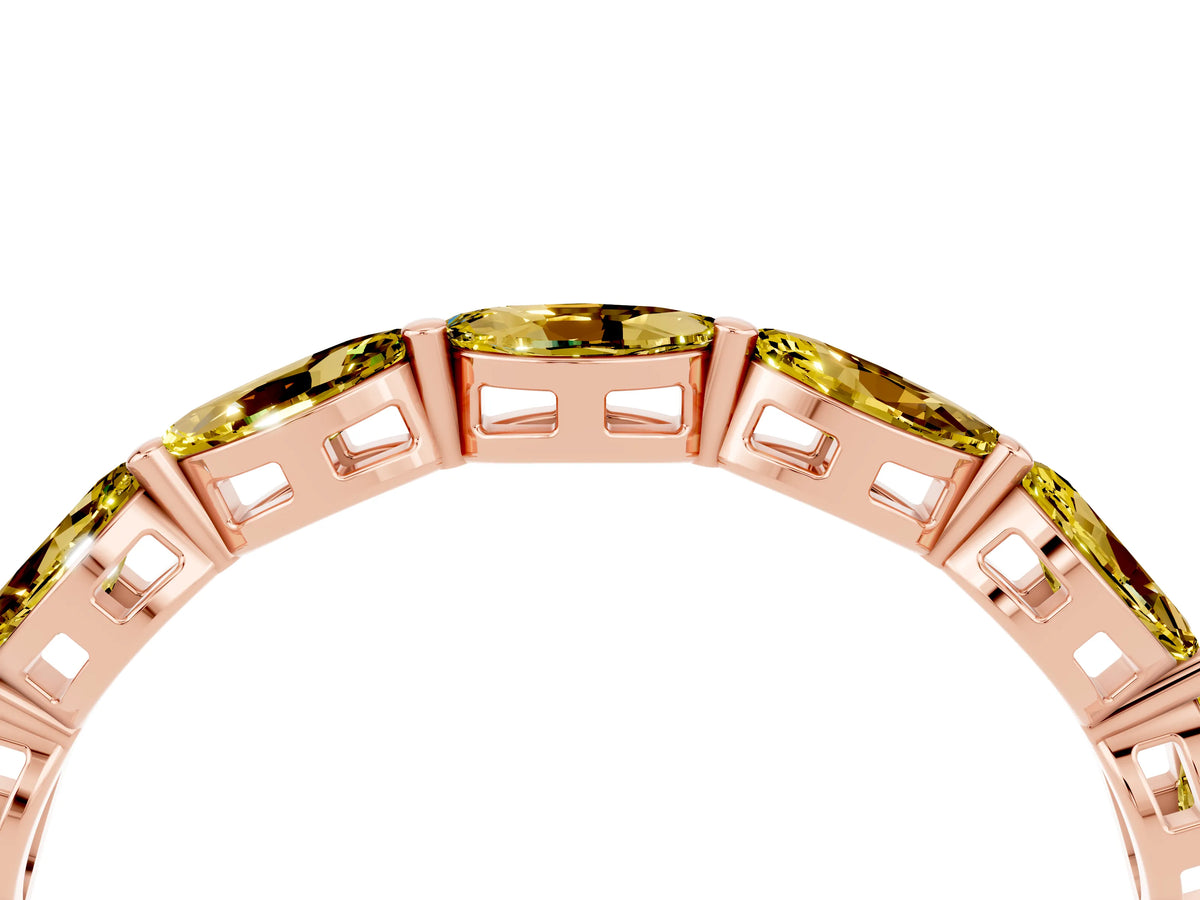 Marquise Yellow Sapphire Eternity Band in Rose gold with U-Prong Setting_4