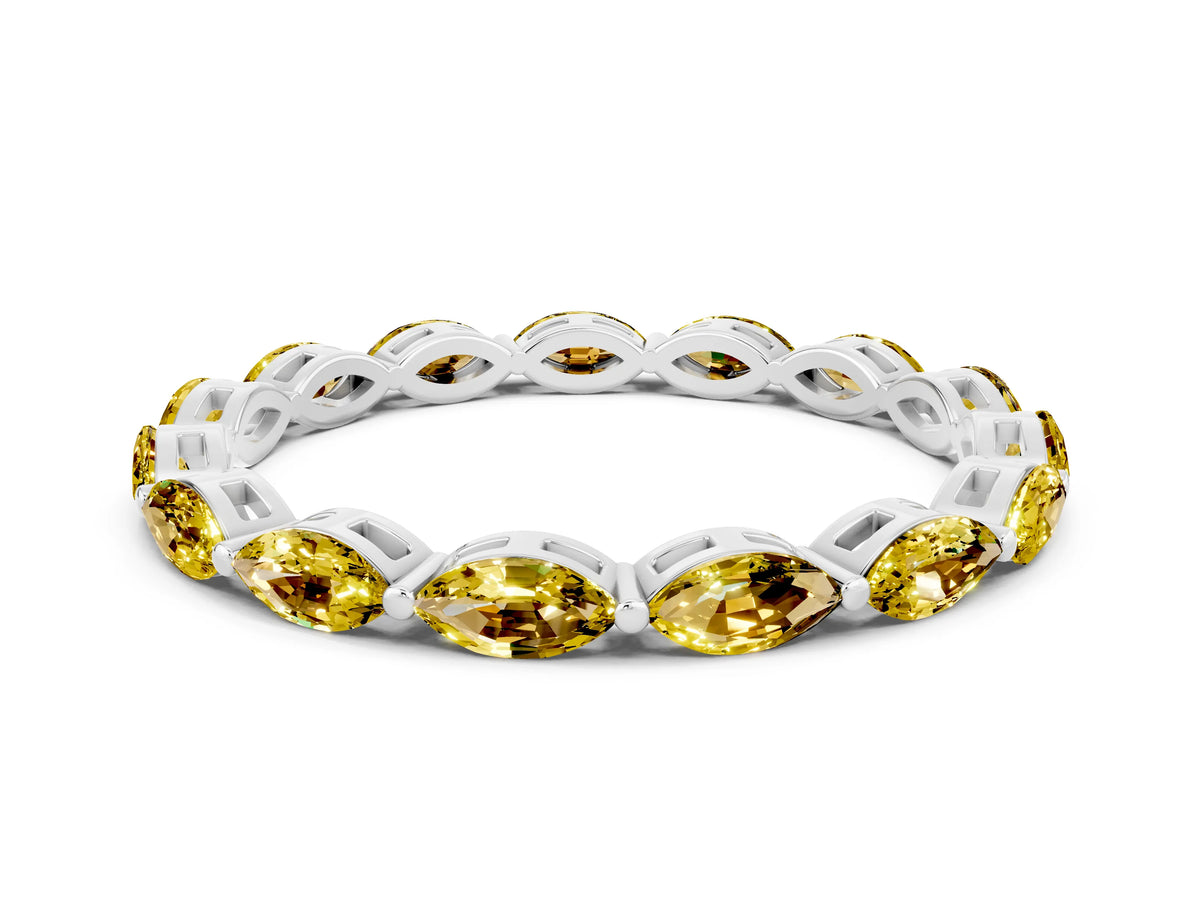 Marquise Yellow Sapphire Eternity Band in White gold with U-Prong Setting