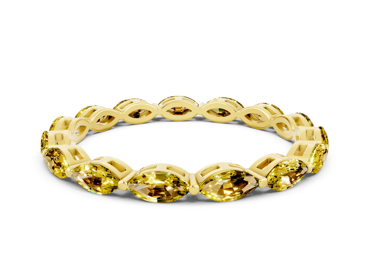 Marquise Yellow Sapphire Eternity Band in Yellow gold with U-Prong Setting