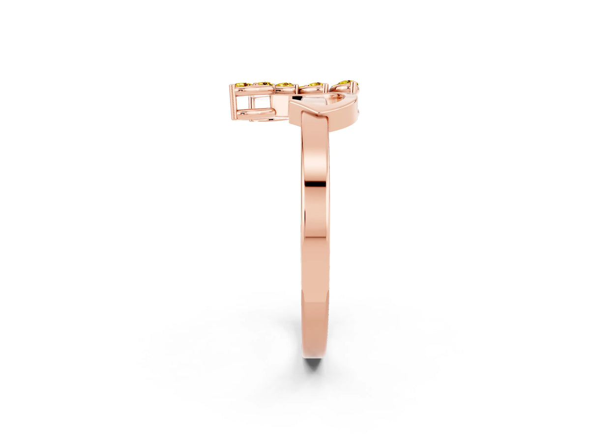 Marquise Yellow Sapphire Floral Cluster Bypass Ring in Rose gold with Prong Setting_2