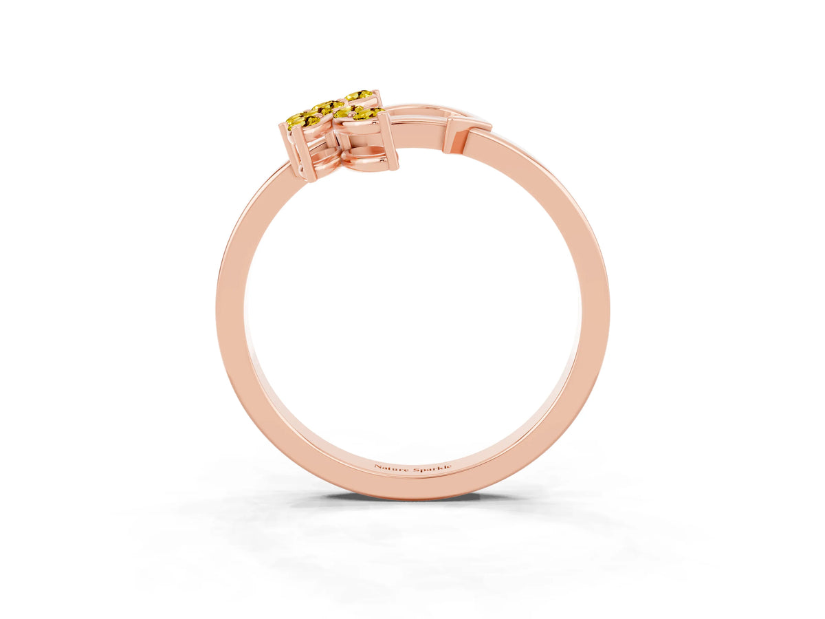 Marquise Yellow Sapphire Floral Cluster Bypass Ring in Rose gold with Prong Setting_3